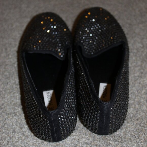 Steve Madden Black Rhinestone Loafers - Picture 4 of 5
